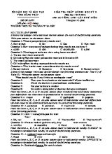 Đề đề xuất kiểm tra chất lượng học kỳ II môn Tiếng Anh Lớp 8 (Thí điểm) - Năm học 2015-2016 - Phòng GD & ĐT Sa Đéc (Có đáp án)